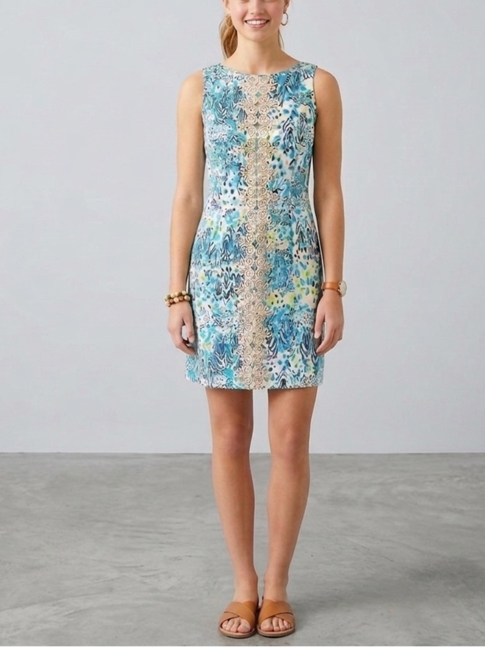Lilly Pulitzer Womens Ember Shift Dress In Sea Oat Escapades Everglades